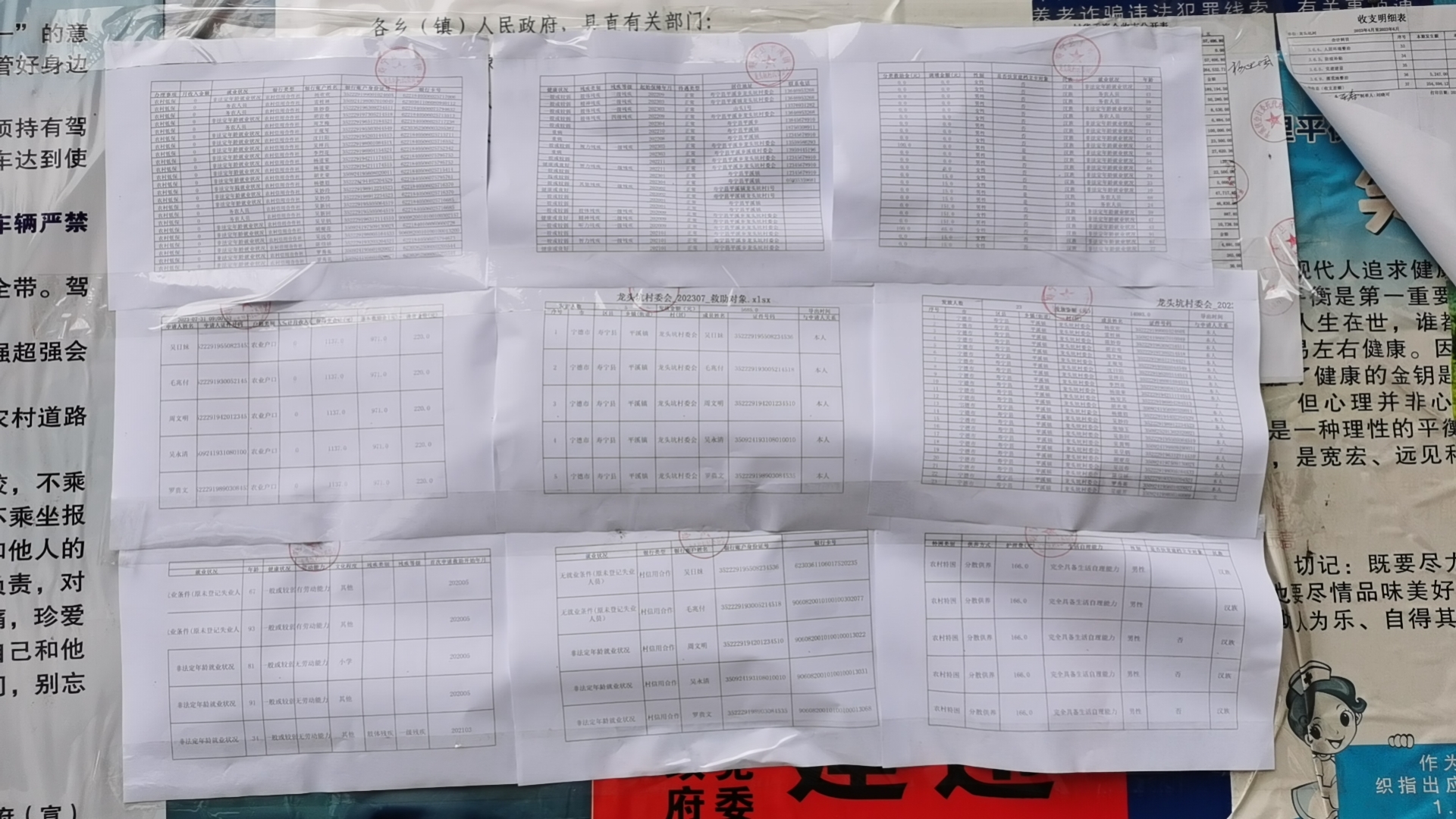 龙头坑村民低保户与五保户名单